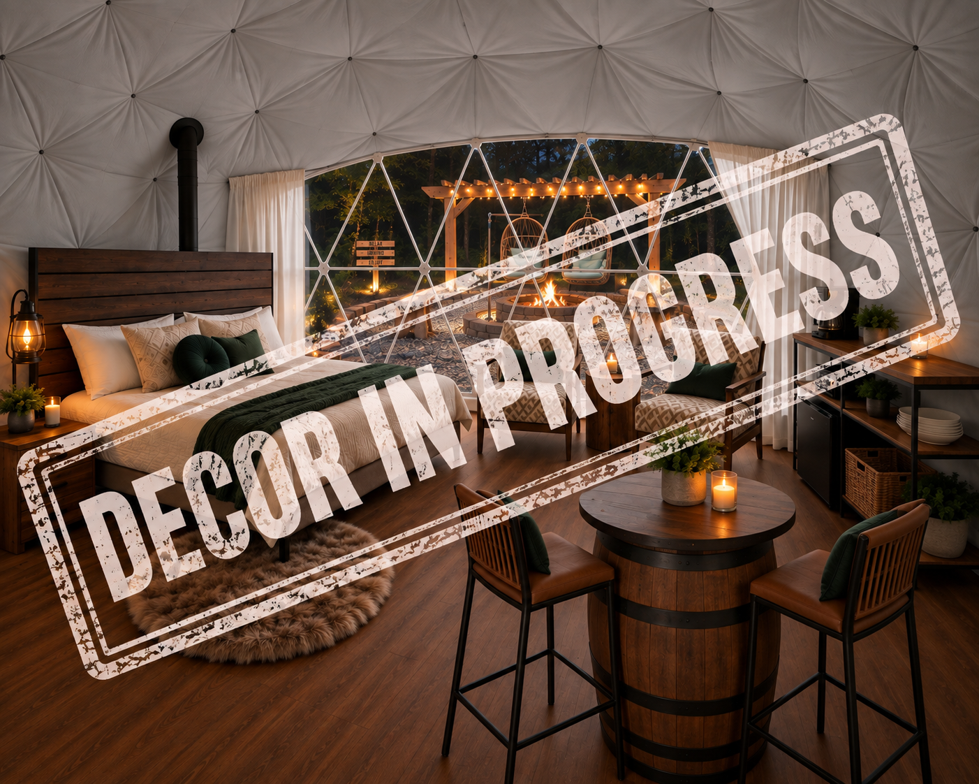 Dome 2 interior decor in progress at Kirby Luxury Stays